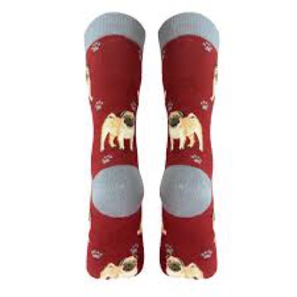 NWT HAPPY TAILS SOCKS Pug Crew Socks OSFM - Picture 2 of 6